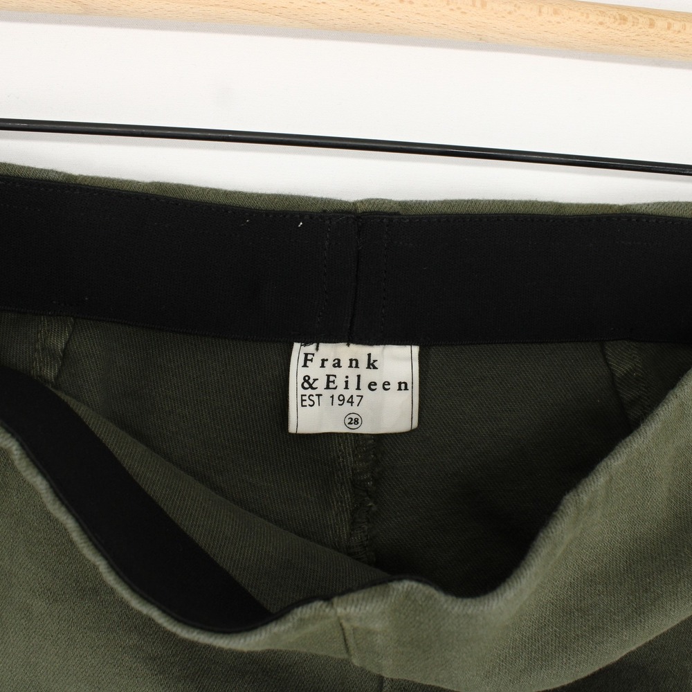 Frank & Eileen Derry Illusion Pants Womens 28 Green Pull On Raw Hem Slim - Picture 8 of 10
